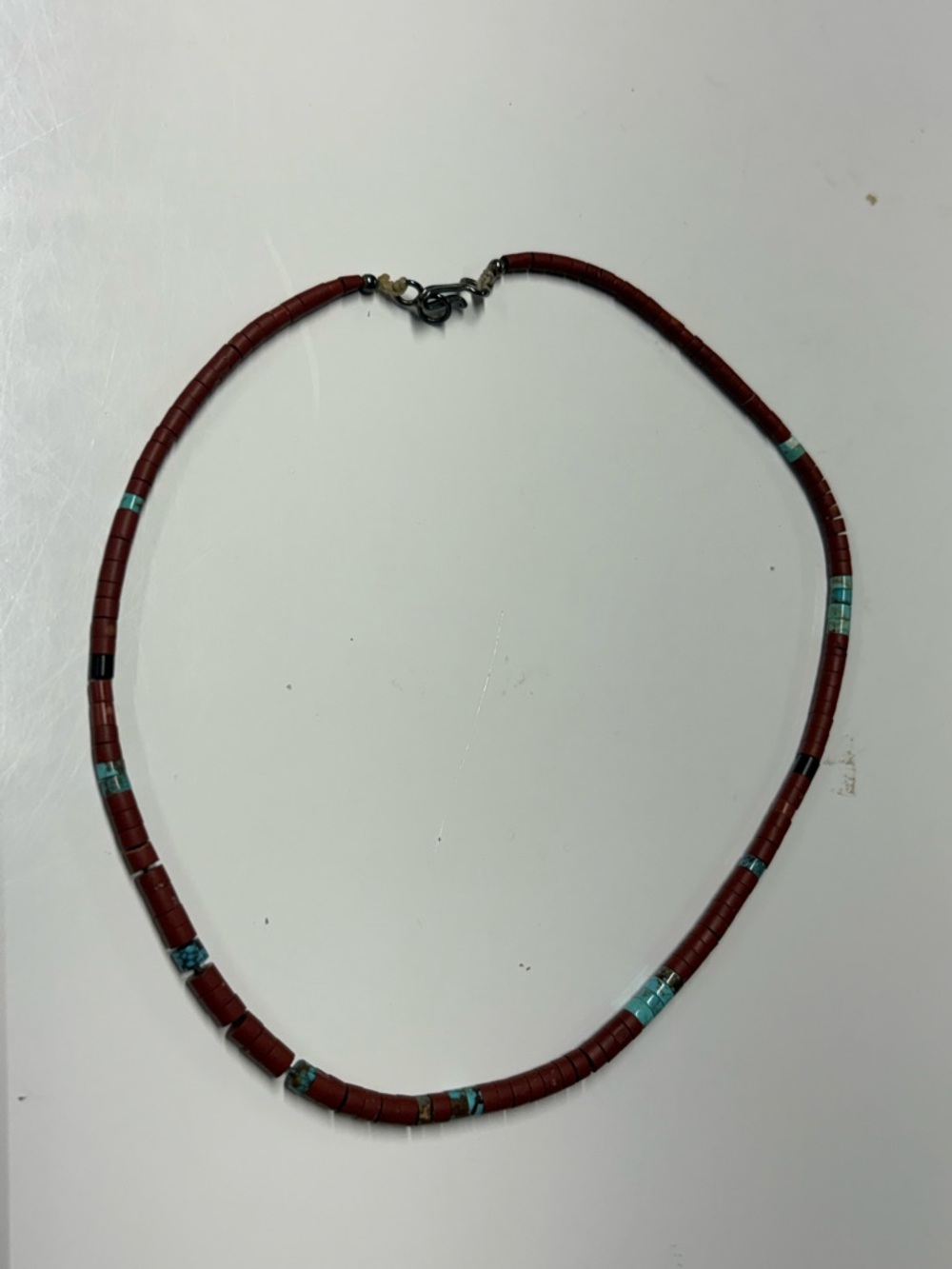 Handcrafted Vintage Heishi necklace with Turquoise Beads